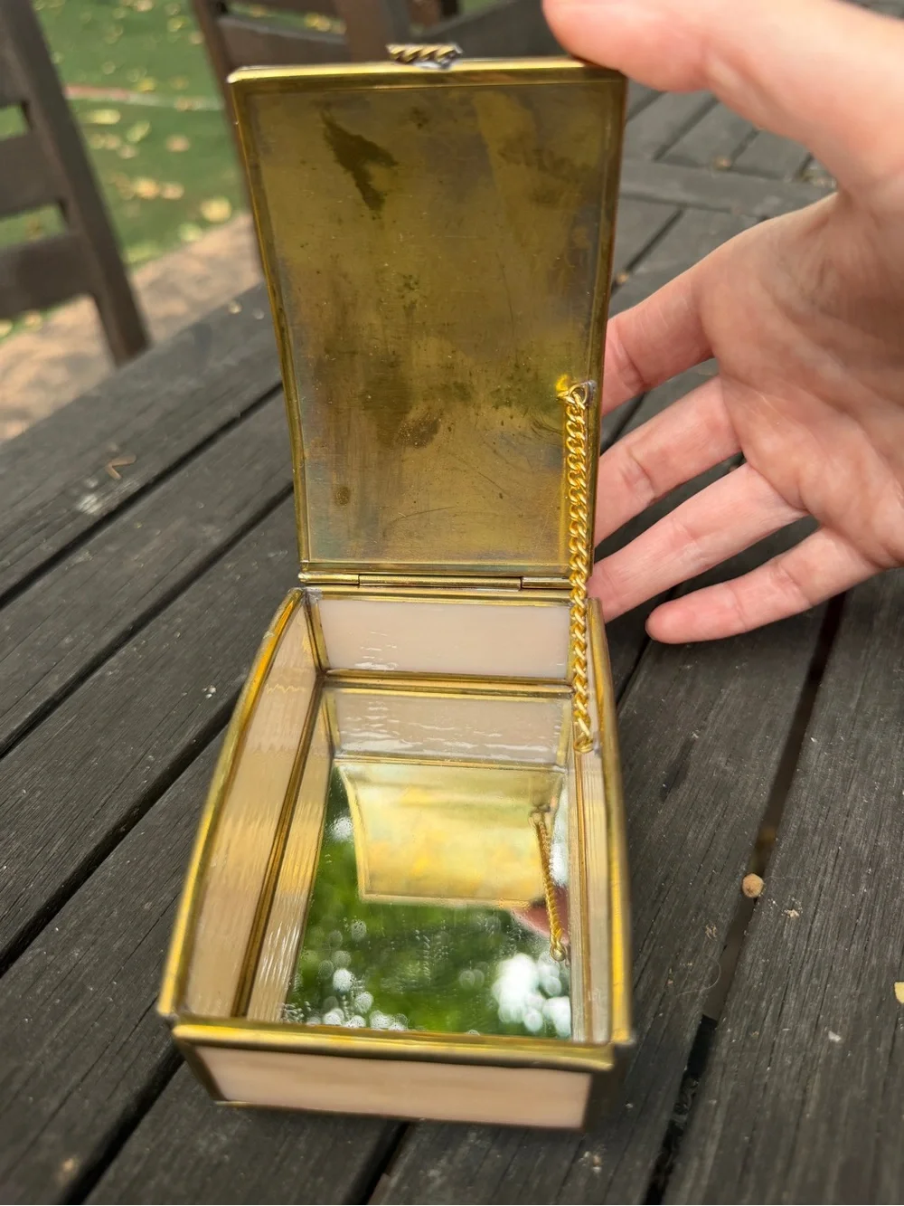 Vintage 1992 Precious Moments Brass Stained Glass Box Style